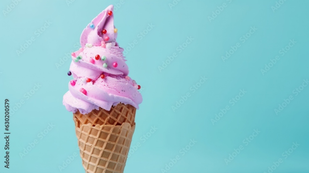 Ice cream on blue background