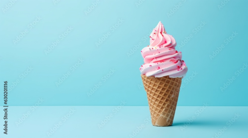 Ice cream on blue background