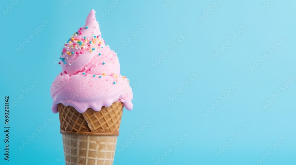 Ice cream on blue background