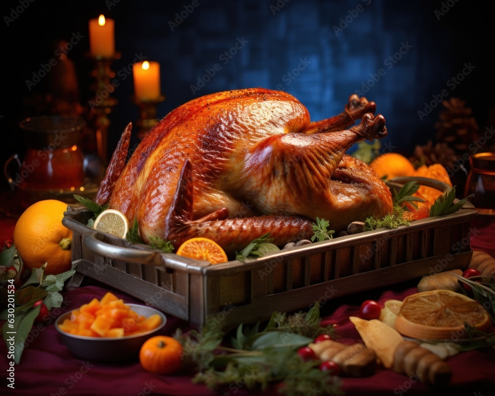 Thanksgiving background with turkey