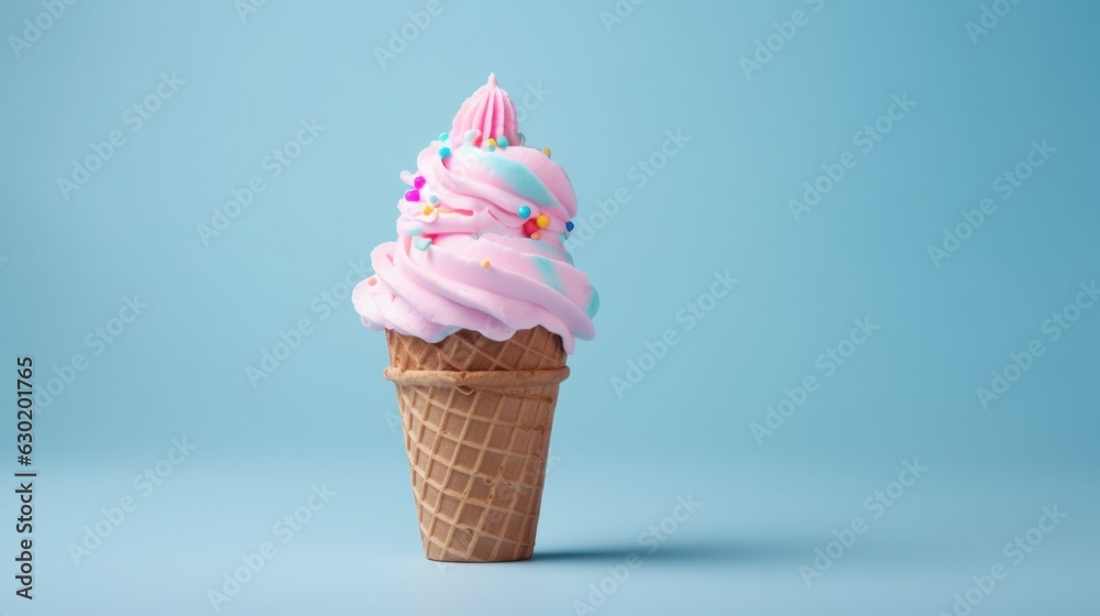 Ice cream on blue background