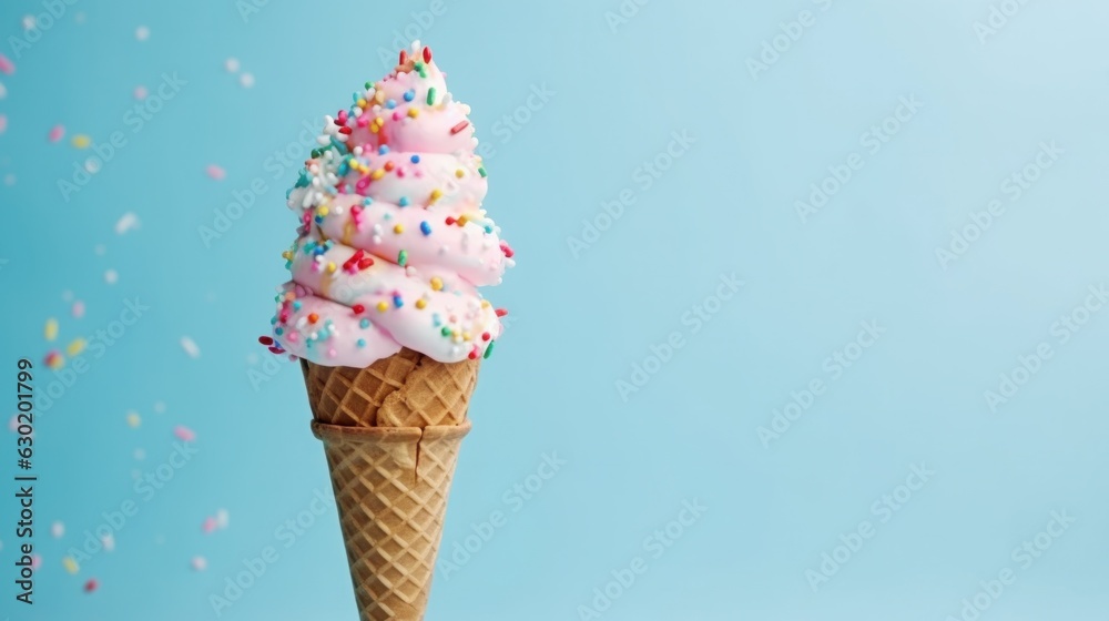 Ice cream on blue background