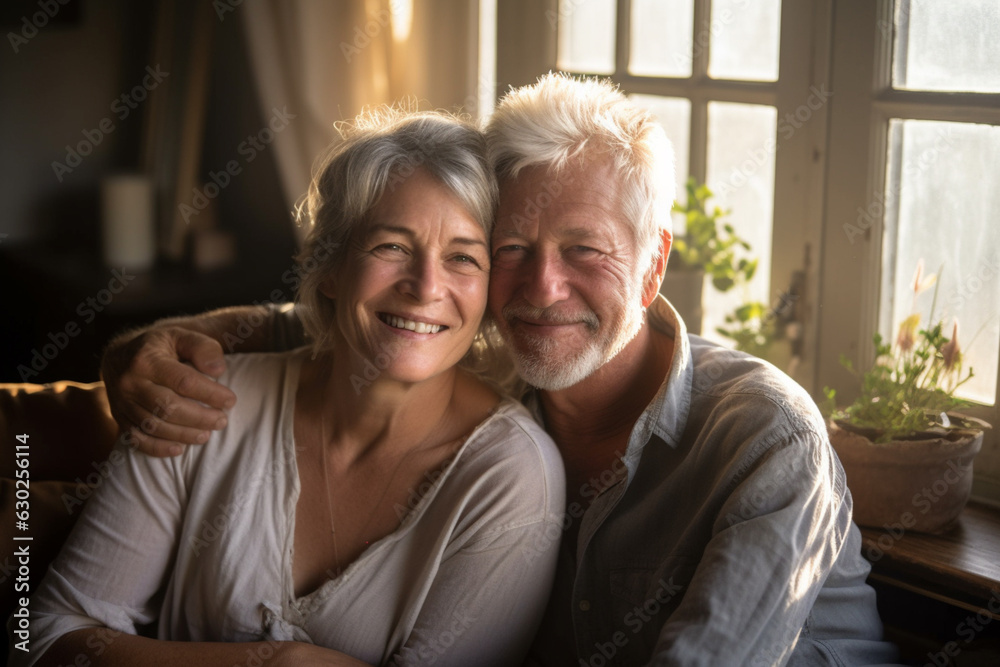 Happy Active middle aged couple smiling at home