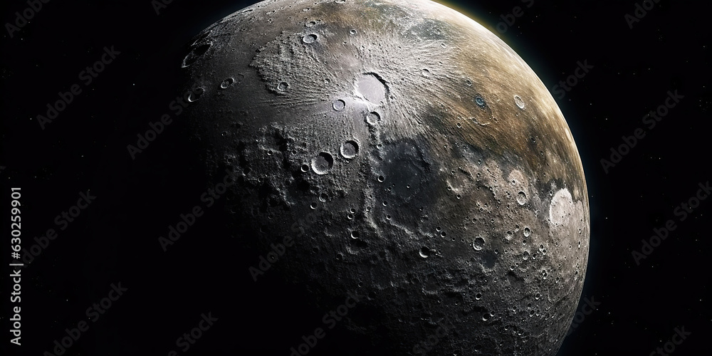 Moon surface with craters and space background. Universe beauty. Generatie AI