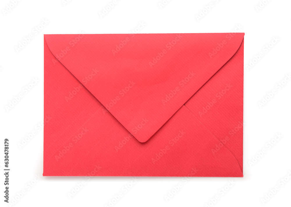 Red paper envelope isolated on white background