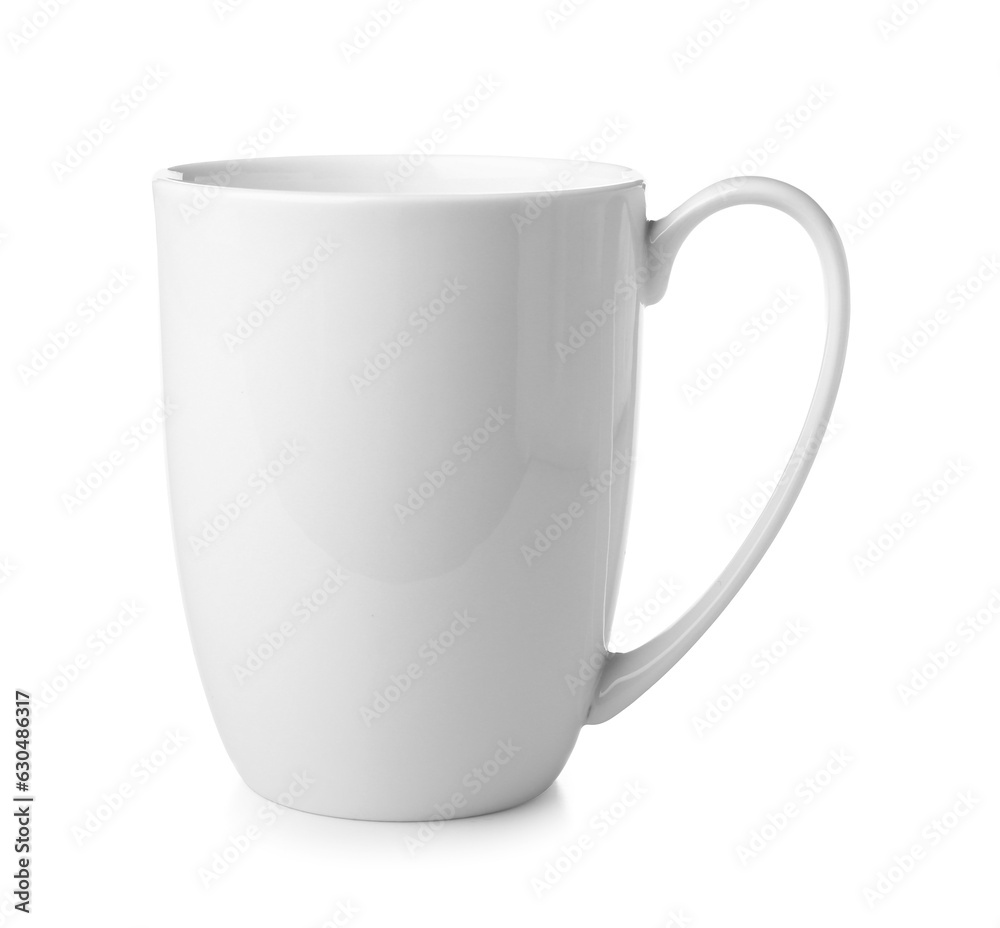 Ceramic cup on white background