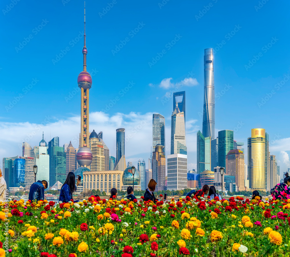 Street View of Shanghai Lujiazui Financial Center