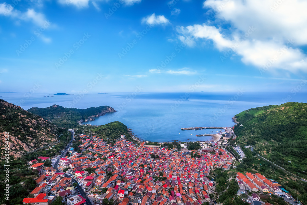 Aerospace Qingdao Coastline rural pastoral scenery