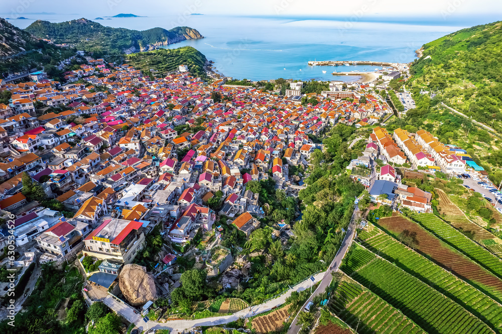 Aerospace Qingdao Coastline rural pastoral scenery