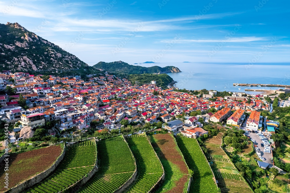 Aerospace Qingdao Coastline rural pastoral scenery