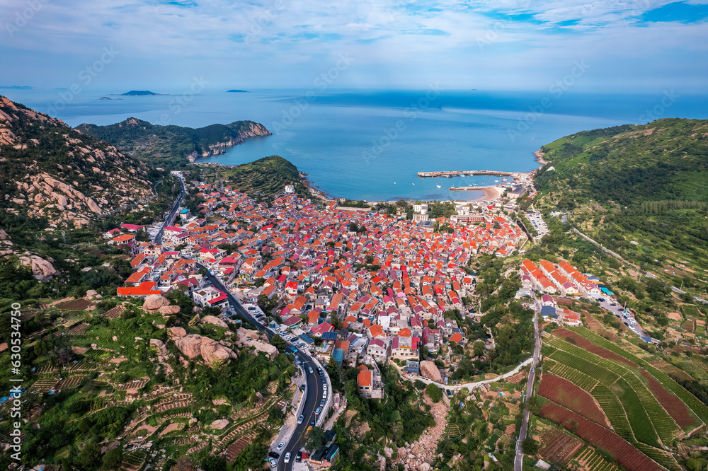 Aerospace Qingdao Coastline rural pastoral scenery