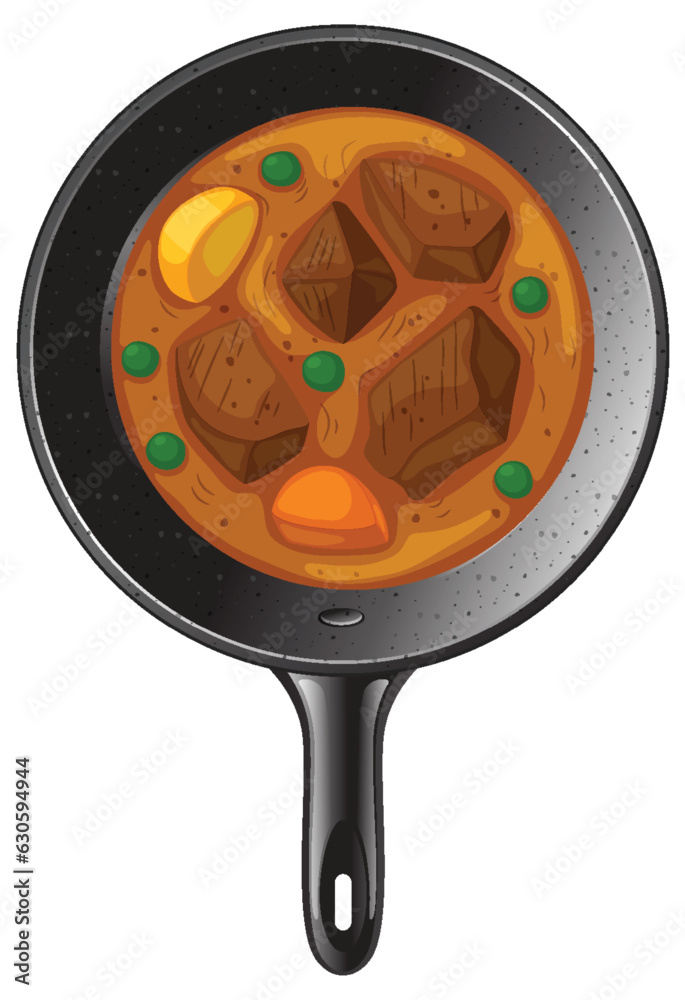 Meat stew on a pan