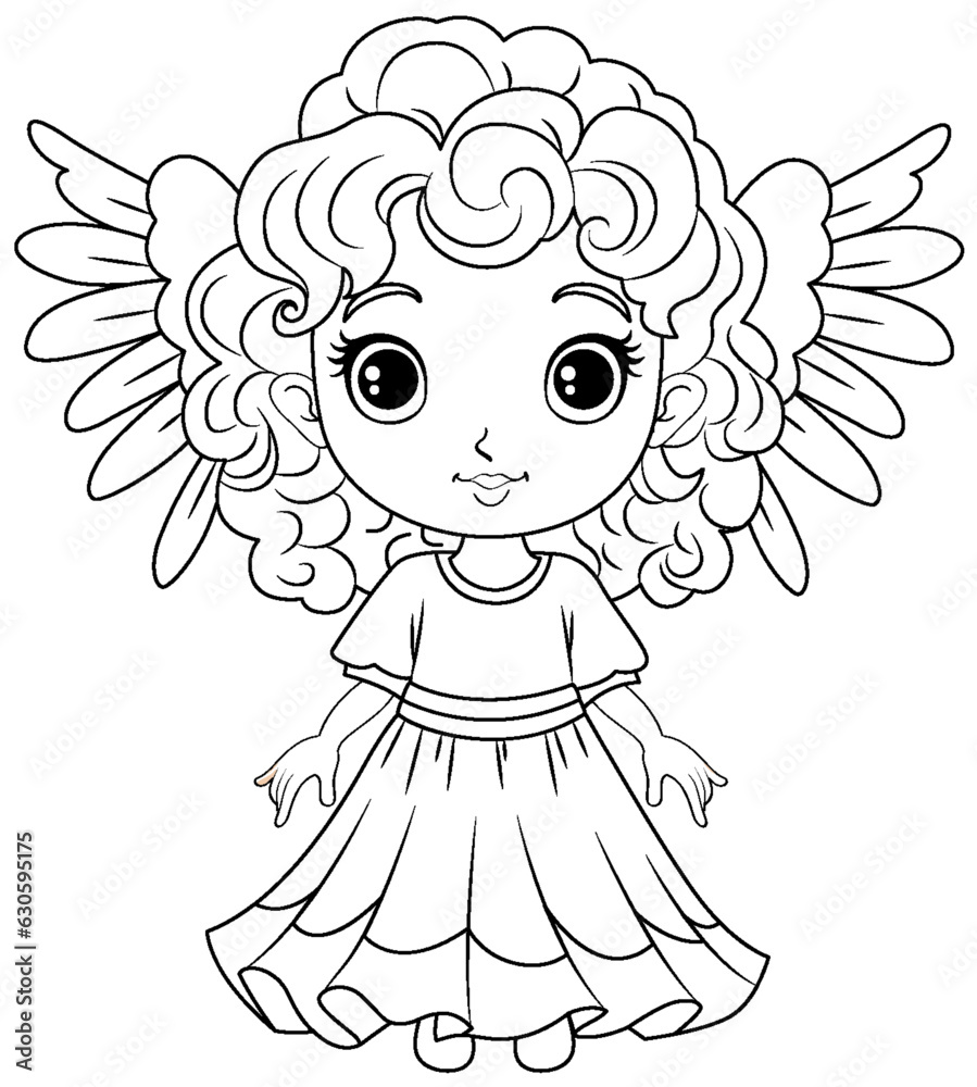 Cute Angel Outline for Creative Coloring