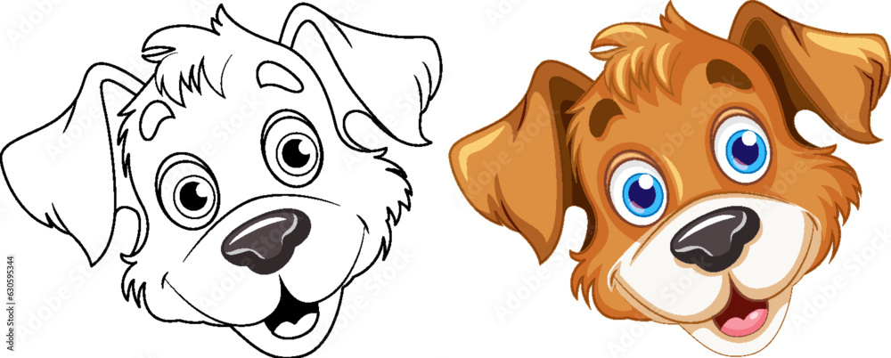 Coloring Page Outline of Cute Dog