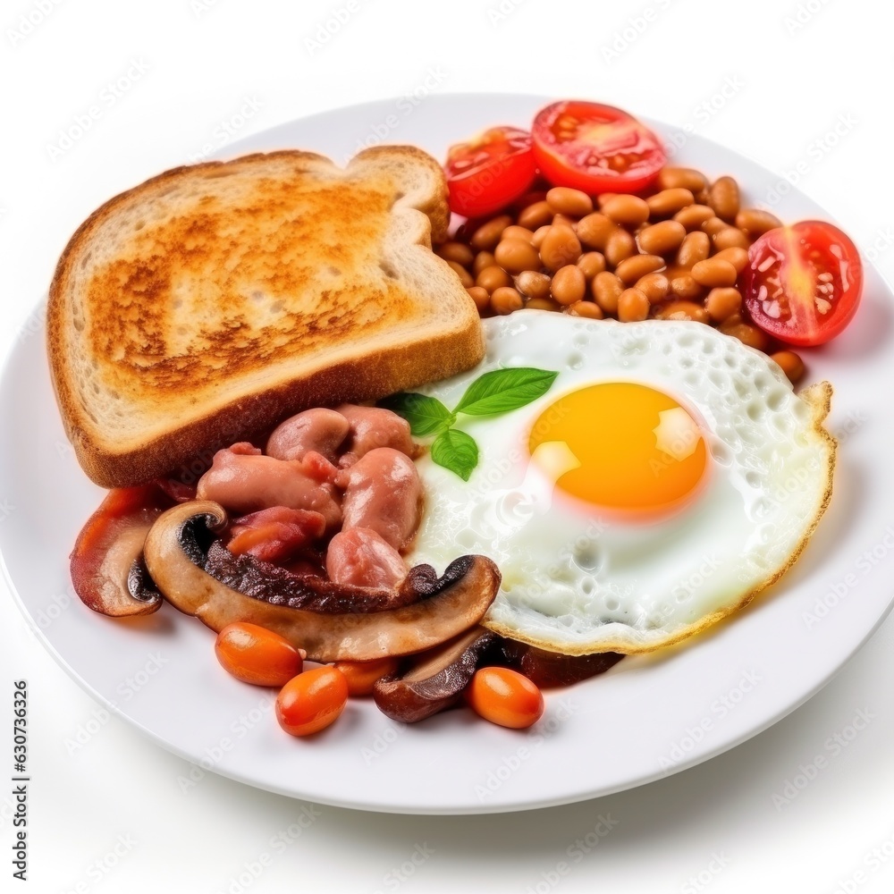 English breakfast with eggs, bacon and beans