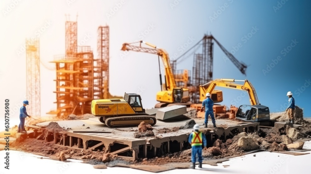 Engineers Constructing Industrial Background