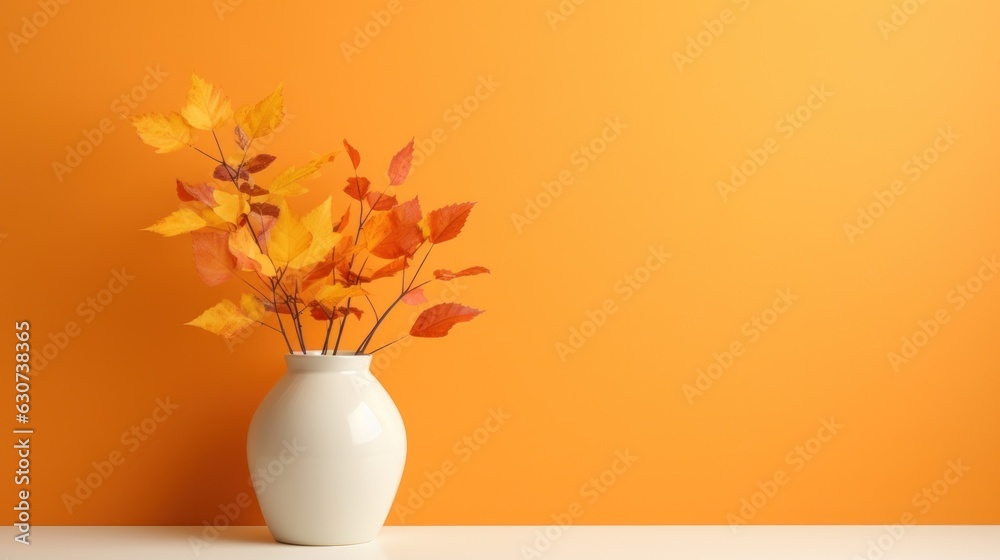 Minimalist wallpaper with autumn bouquet