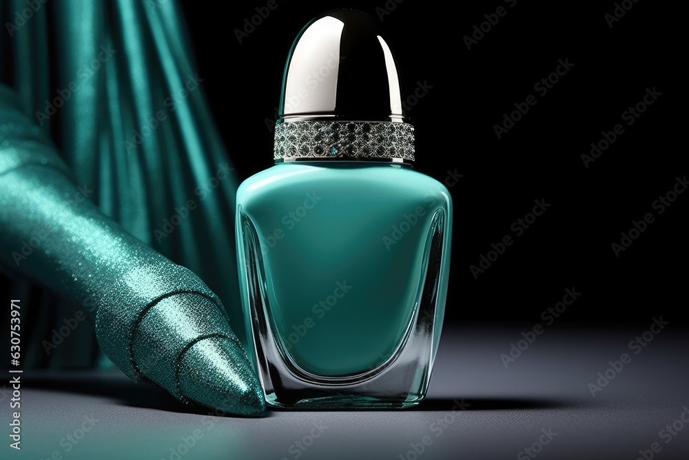 Green nail polish bottle.