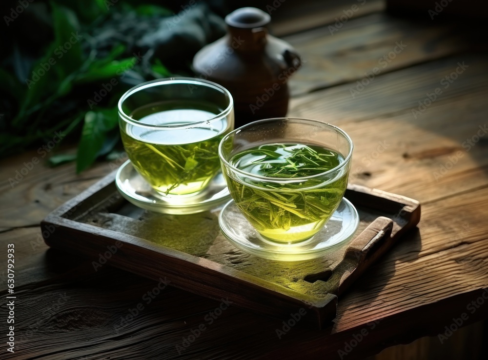 Green tea natural background