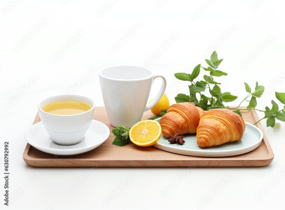 Breakfast with coffee and croissant