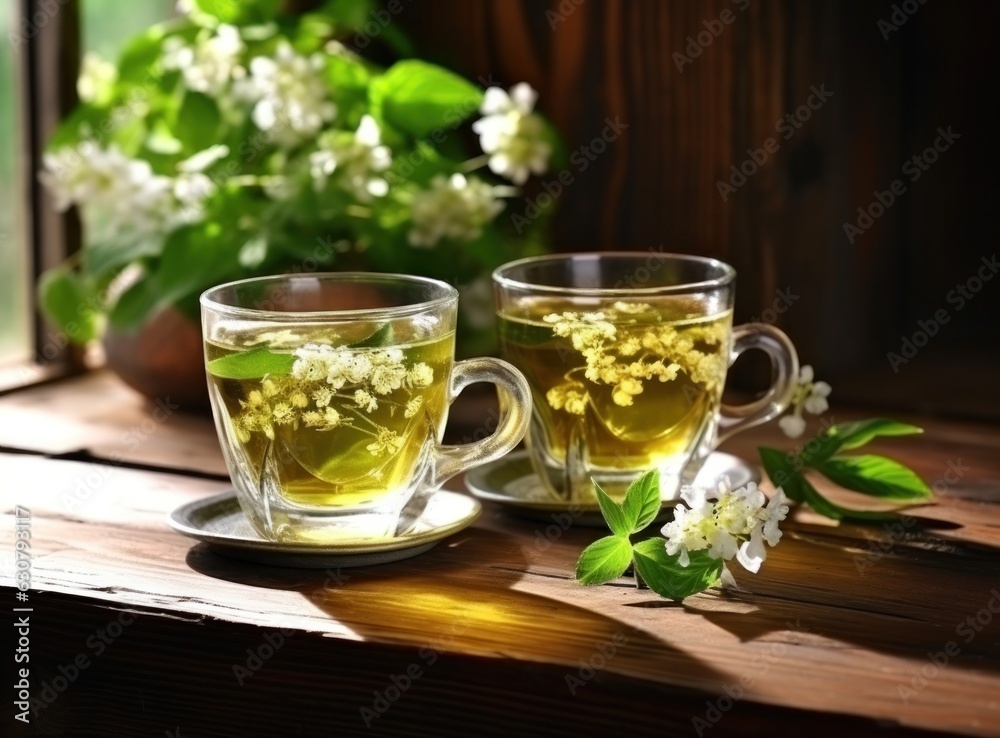 Green tea natural background