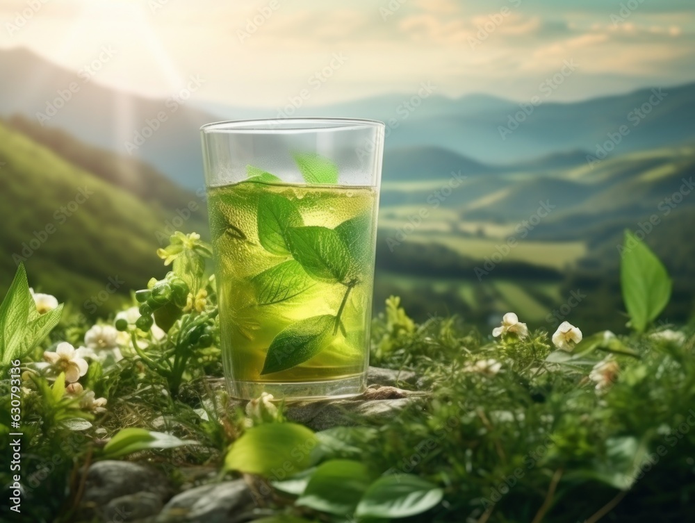 Green tea natural background