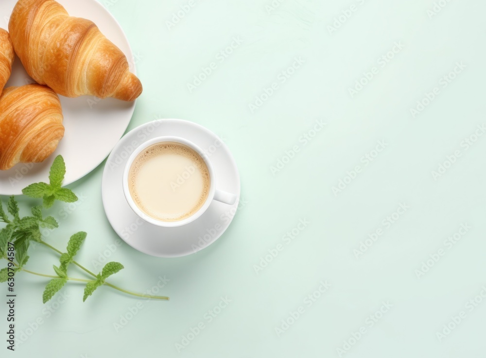 Breakfast with coffee and croissant