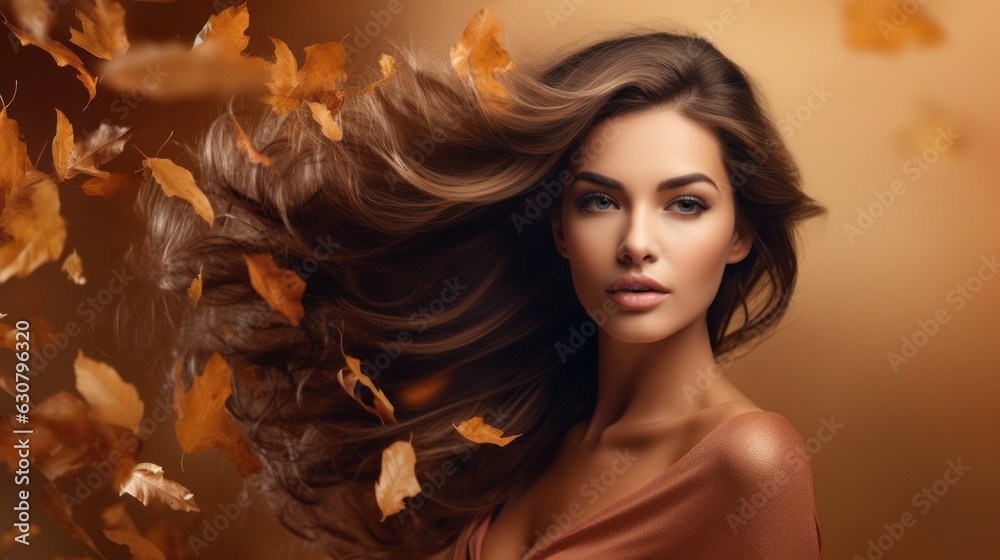 Beautiful girl with autumn leaves