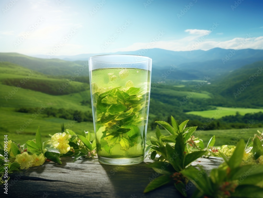 Green tea natural background