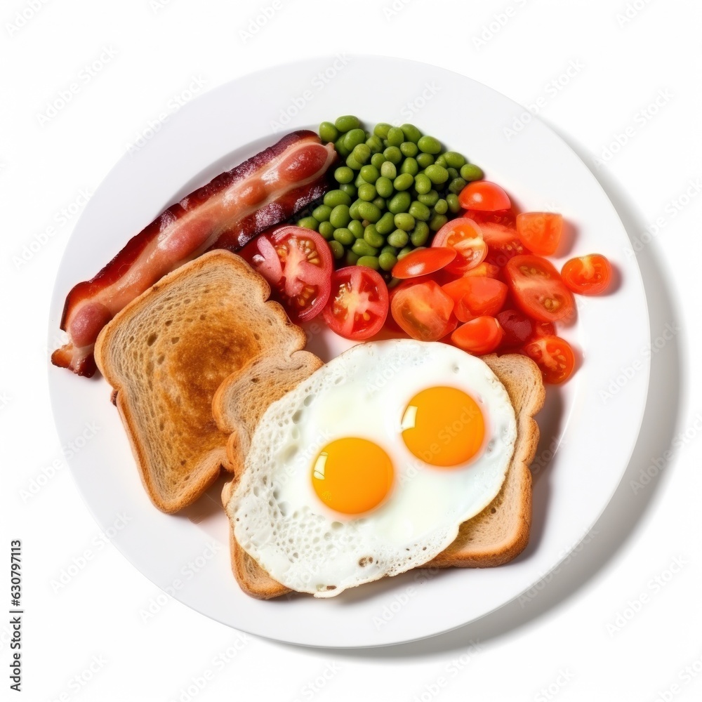 English breakfast with eggs, bacon and beans