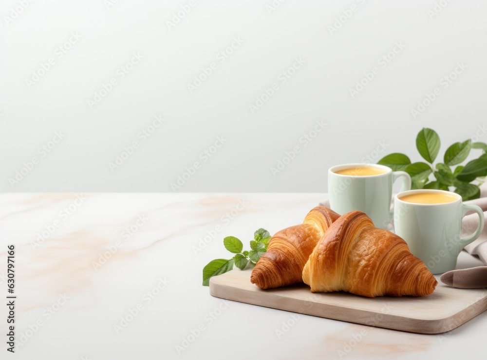 Breakfast with coffee and croissant