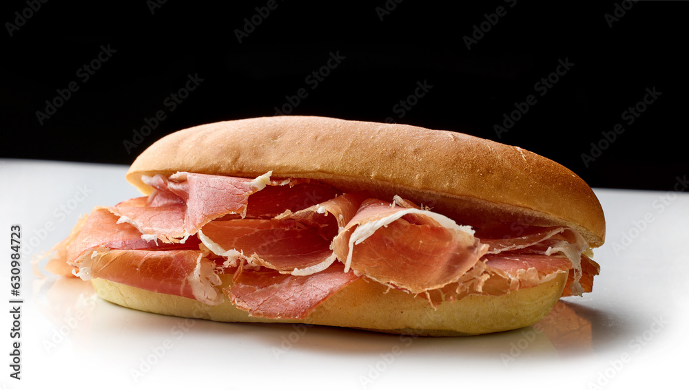 sandwich with sliced spanish iberico ham