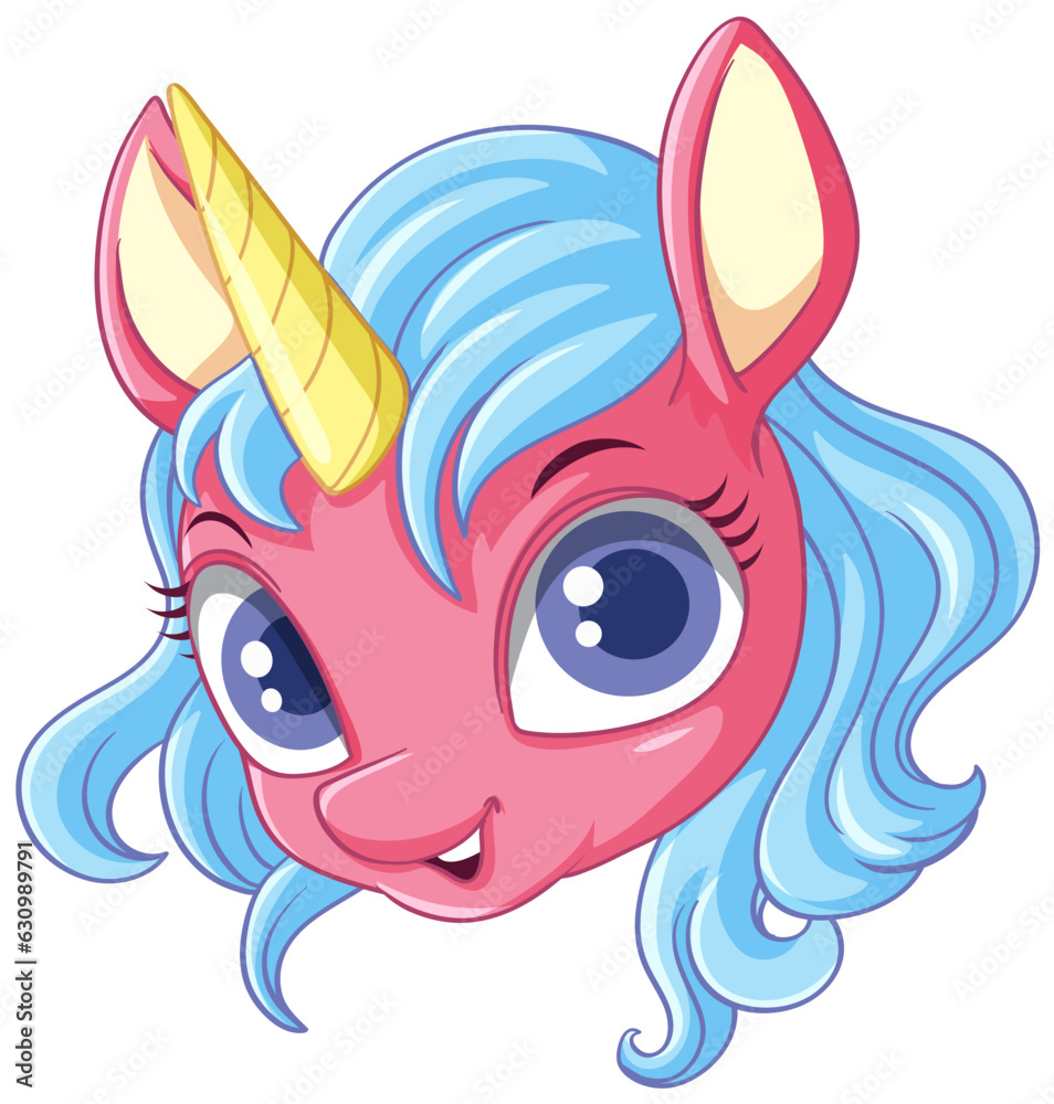 Pink Unicorn with Blue Mane