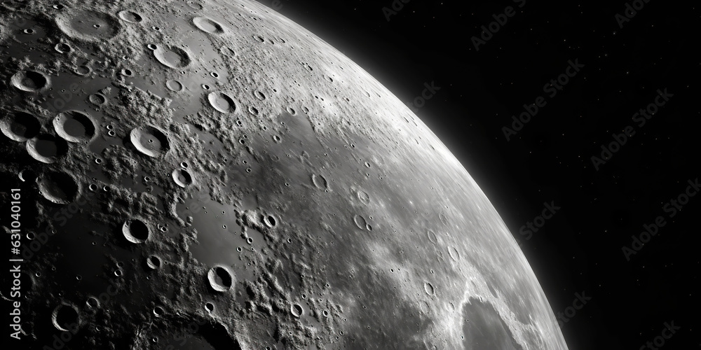 Moon surface with craters and space background. Universe beauty. Generatie AI