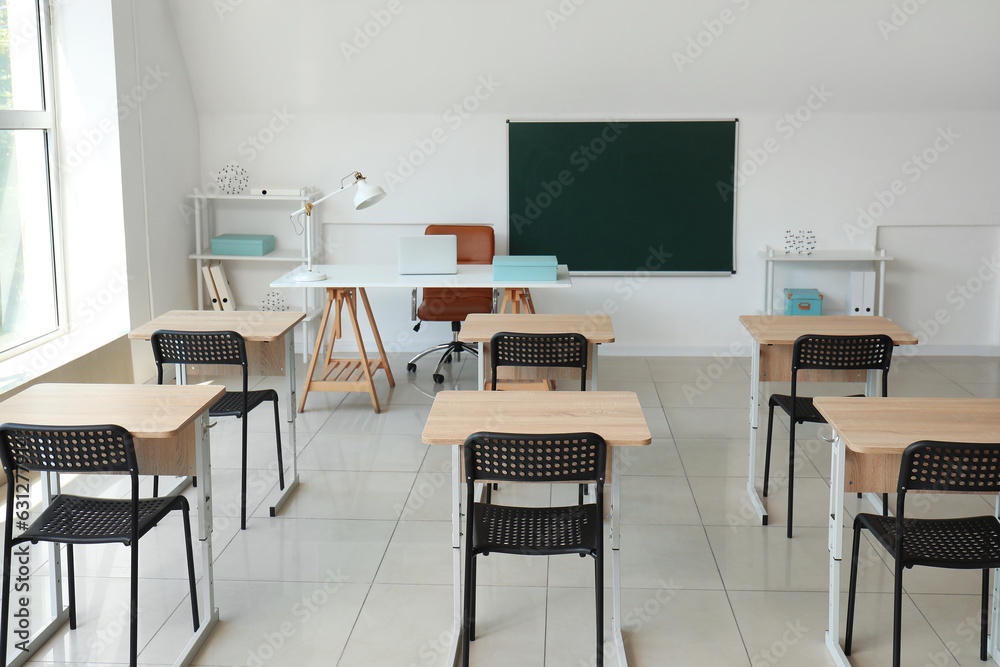 Interior of stylish modern empty classroom