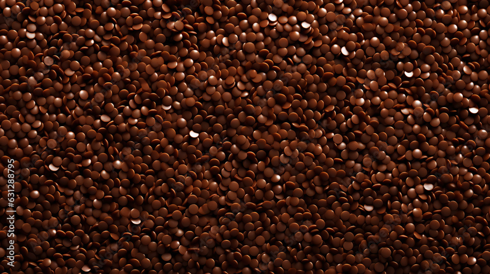 Chocolate sprinkles background. Sweet cocoa flakes. Generative AI