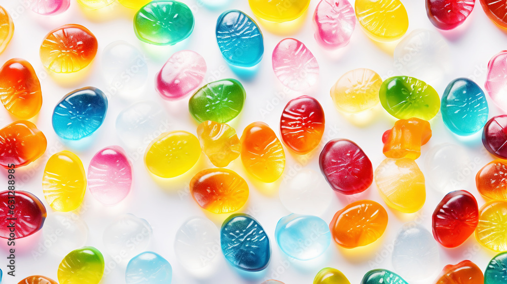 Fruit jelly candies background. Colorful sweet backdrop. Generative AI