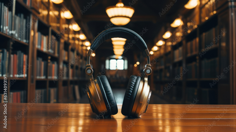 Headphones in a library setting