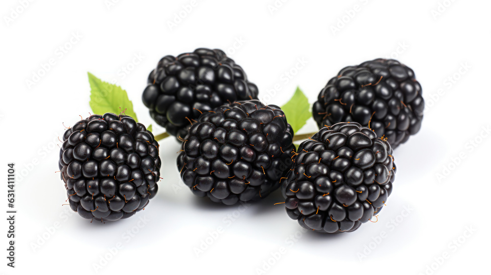 Fresh blackberries on white background 