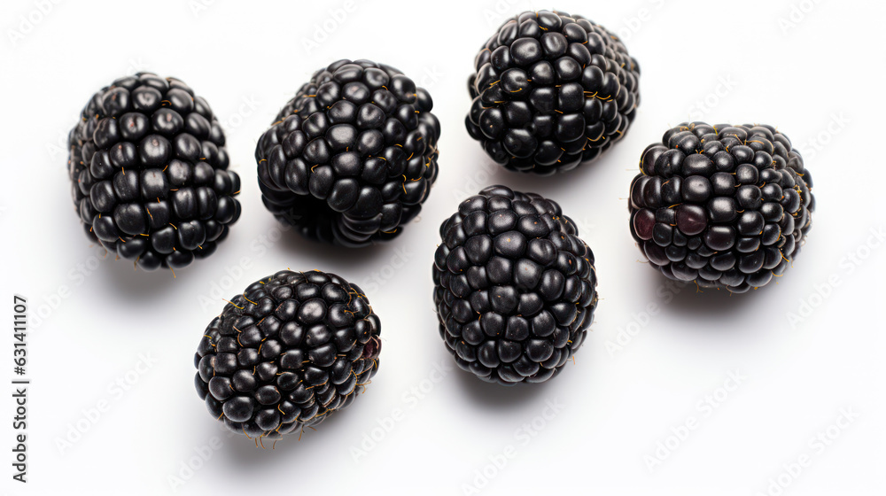 Fresh blackberries on white background 