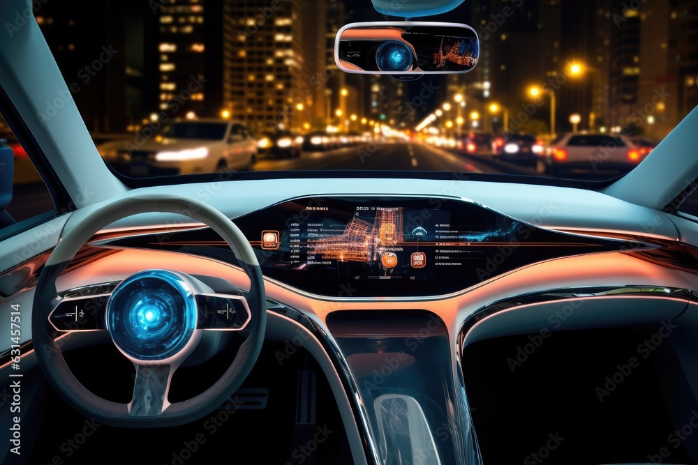 Technology on a new car dashboard.