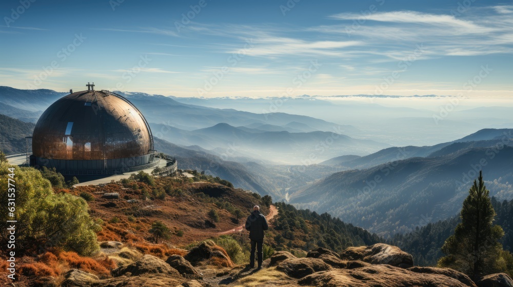 Huge astronomical observatory against the blue sky.