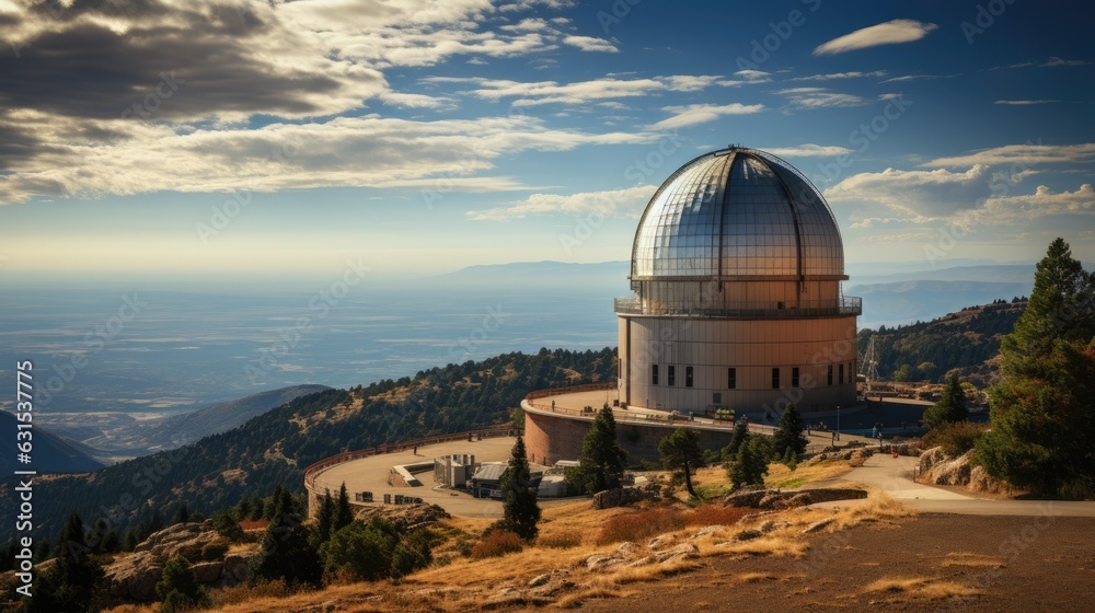 Huge astronomical observatory against the blue sky.