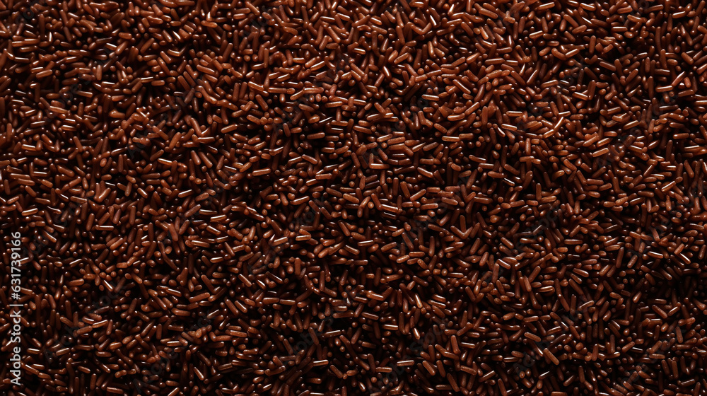 Chocolate sprinkles background. Sweet cocoa flakes. Generative AI