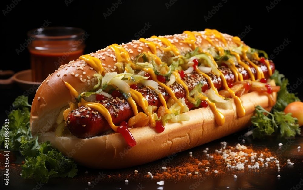 Classic hot dog with ketchup and mustard.