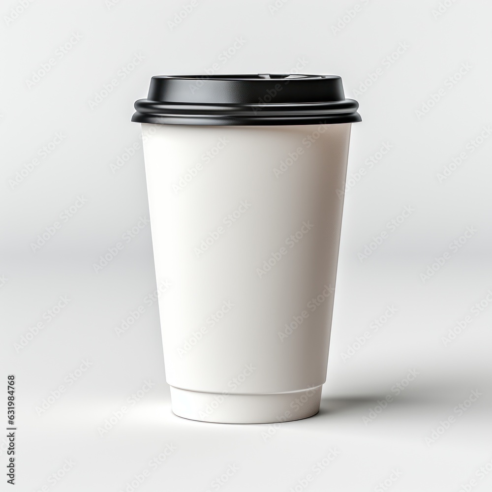 Paper Coffee Cup Mockup, white blank background.