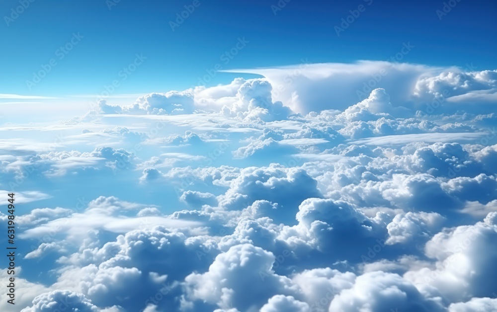 the aerial view of clouds and sky as seen from inside an airplane.