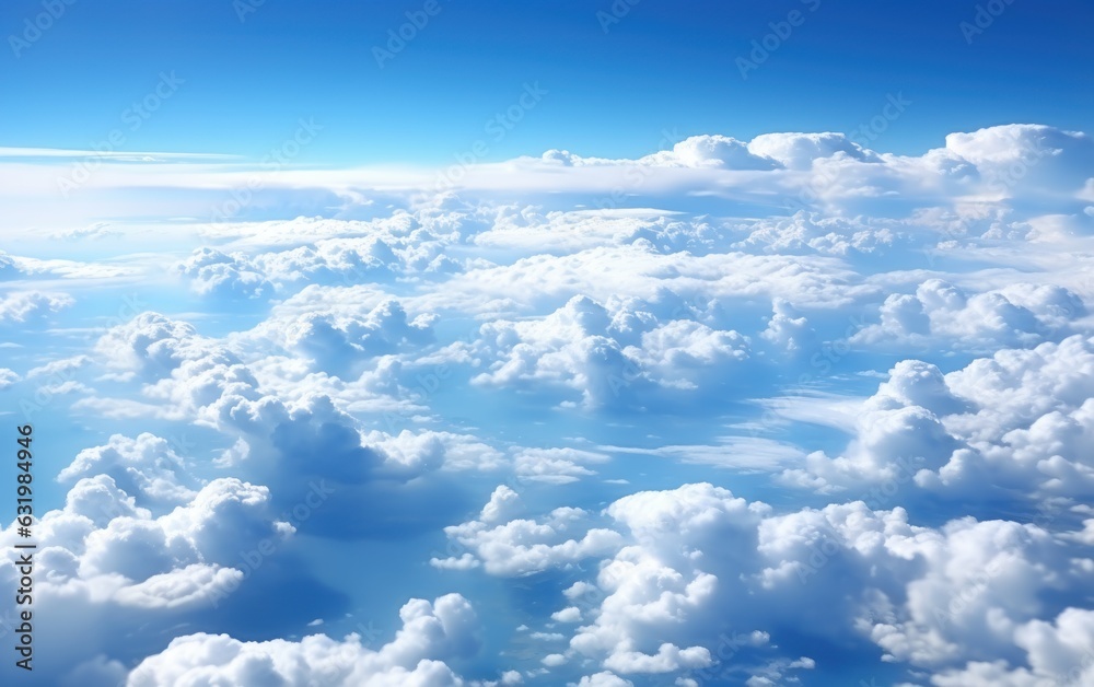 the aerial view of clouds and sky as seen from inside an airplane.