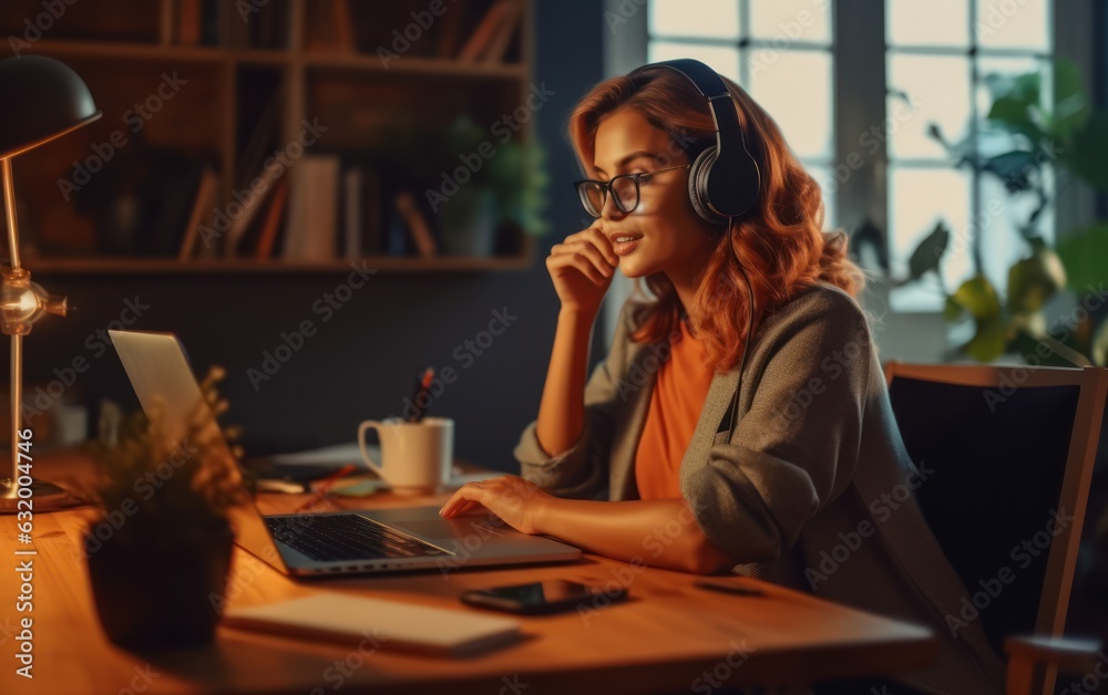 Female freelancer having a discussion on a video call