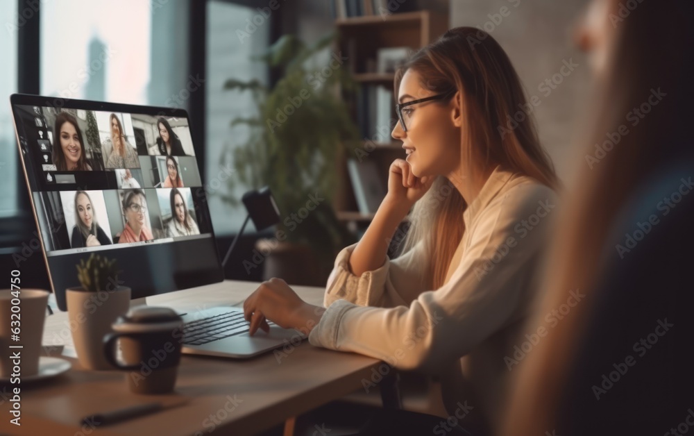 Female freelancer having a discussion on a video call